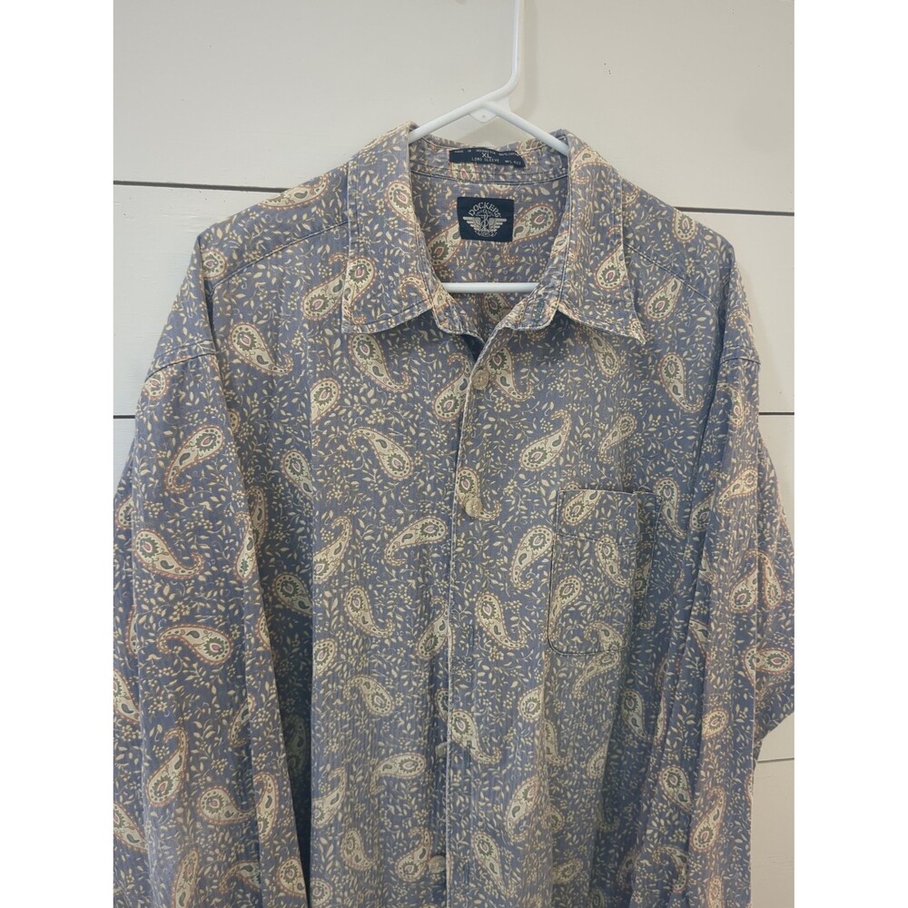 Dockers Levi's men's XL 100% cotton Paisley button-down shirt distressed retro